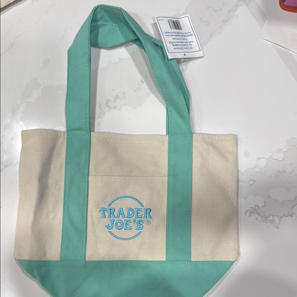 Cream and Green Tote Bag